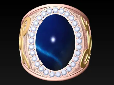 Oval stone ring - Mens Rings - N5278 3D print model
