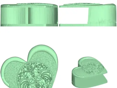 Heart gift box with an Russian folk motif 3D model