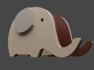 Cardboard Elephant Free low-poly 3D model