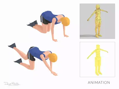 Bug  Exercise Woman Animation Low-poly 3D model