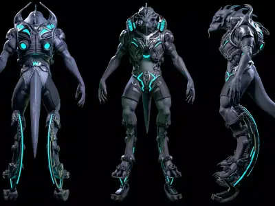 Alien 3D Creature for games and vfx Low-poly 3D model