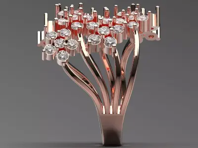 Ring An Explosion of Sparkle in a Modern Abstract Design fr0062 3D print model