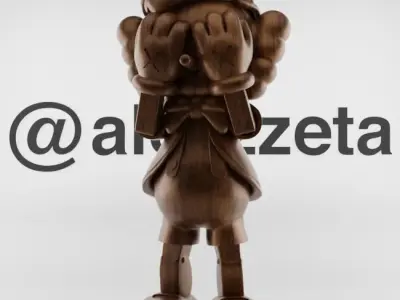 Kaws Pinocchio Wooden Textured Low-poly 3D model