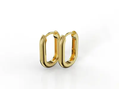 OVAL HUGGIE EARRINGS WITH DIAMONDS AND PLAIN ONE 3D print model