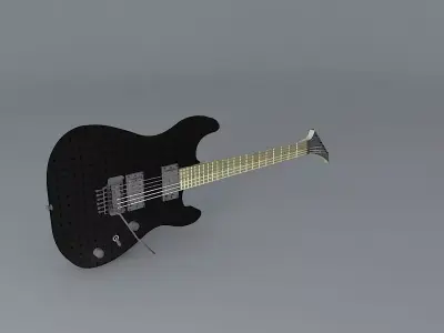 Guitar with spiderweb graphics Free 3D model