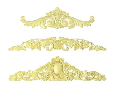 bas-relief two ornately carved pieces of jewelry 3D model