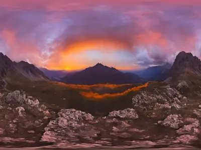 HDRI Mountain Sunset Environment Map Texture