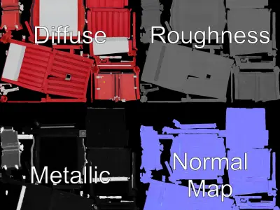 Red Shipping Container Model Pack Low-poly 3D model