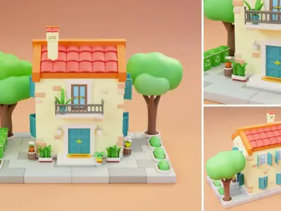 Cartoon City Islands Exteriors 2 Low-poly 3D model