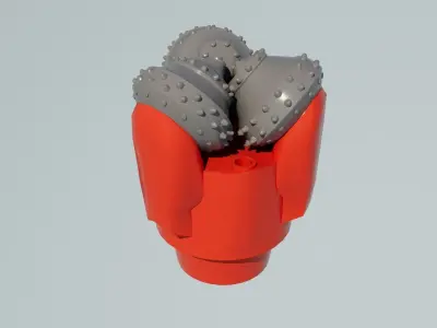 Tricone Drill Bits for Rock Drilling Low-poly 3D model