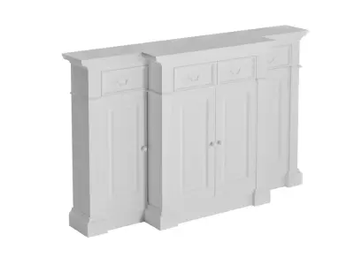 Large Wooden Console Cabinet 3D model