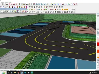 Urban Parking Lot - Realistic 3D Model  3D model