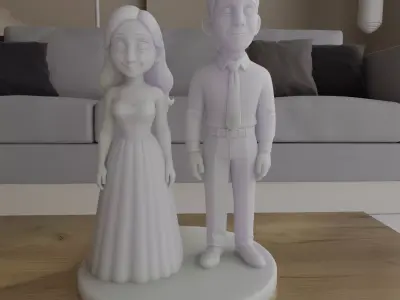 Wedding Couple Figurine STL Bride Groom separated 3D print model