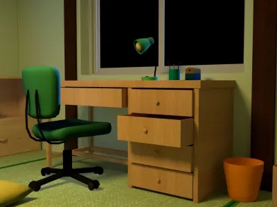 Nobita room Low-poly Low-poly 3D model