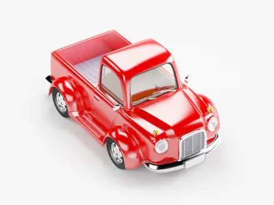 red old truck 3D model