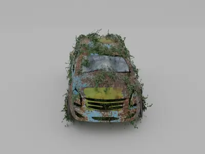 Damaged Rusty Car Low-poly 3D model