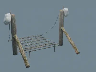 Low-Poly Trap wooden obstacle course Low-poly 3D model
