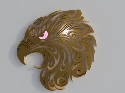 Golden Eagle Head - Ornamental 3D Model Low-poly 3D model