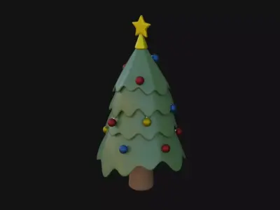 Cartoon Christmas Tree Low-poly 3D model
