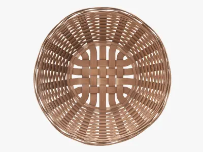Wicker basket bowl with clipping path light brown 3D model