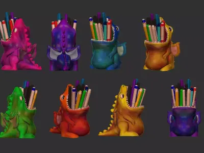 Dinosaur Pen Case Holder for 3D Print 3D print model