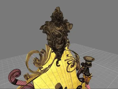 Golden bed 3D model