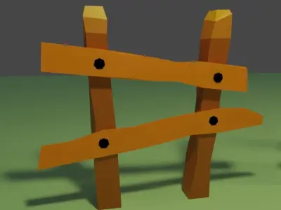 low poly fence 5  items Free low-poly 3D model