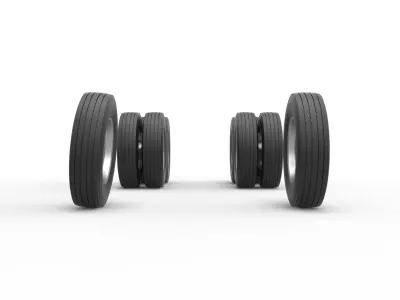 Wheel Set of Vintage GATR Racing Semi truck V4 Scale 1 to 25 3D print model