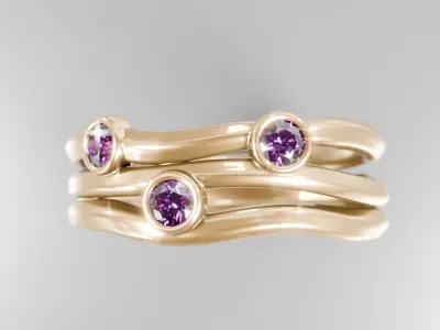 Trinity Bloom Ring - 3D print ready 3D print model 3D print model