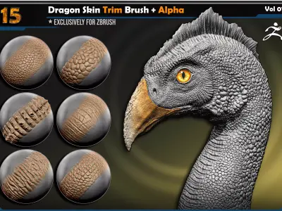 Dragon Skin Trim Brush  Alpha Vol 07 3D model