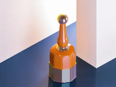 Yellow Metal Detailed Vases  - Giorgio Morandi Set 3D model