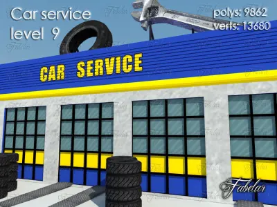 Car service level Low-poly 3D model