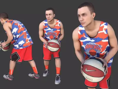 Basketball Player Holding the Ball Low-poly 3D model