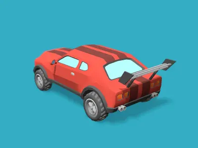 Stylized Toon Muscle Car Low-poly 3D model