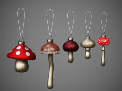  Christmas tree toys - mushrooms 3D model