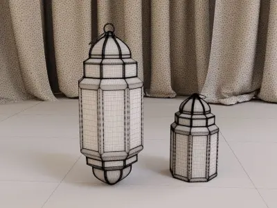 Lantern two metal lanterns 3D model
