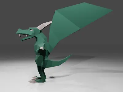  Super Lowpoly Dragonman 01 Low-poly 3D model