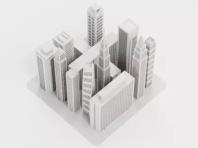 Paper City Block Low-poly 3D model