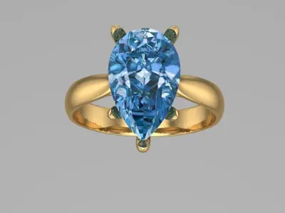 pear shape 5 prong solitaire ring Free 3D print model