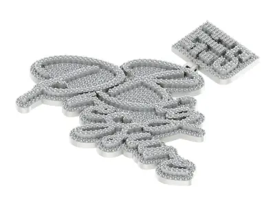 Iced Angel Pendant  Pave Set Statement Piece 3D print model