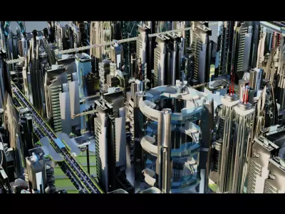 Futuristic-Roads-Cars and City 02 3D Model Pack