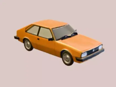 orange vintage car 3D model purchase