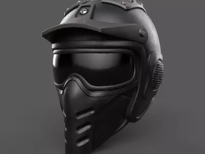 Helmet combat military Scifi 3d model gas mask  Low-poly 3D model