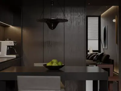Modern living room dining room interior scenes 214 3D model