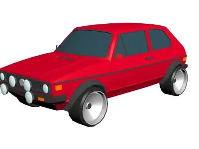 Volkswagen Golf Hypercasual Low-poly 3D model