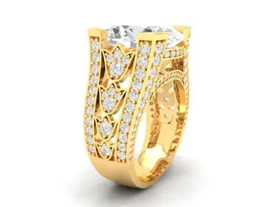 Womens Luxury Wide Band Diamond Ring 3D Model   515 3D print model