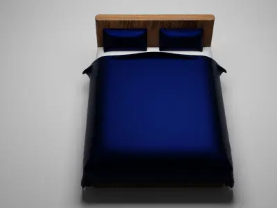 Blue Bed 3D Model - Best Bed 3D Model For Living Room 3D model