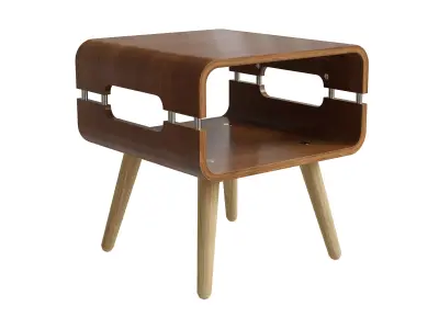 Matt Curved Walnut Edge Side Table Low-poly 3D model