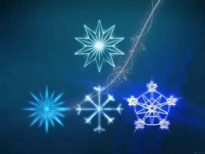 Snow flakes collection Low-poly 3D model