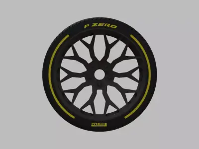 Miniature Vossen HF-2 Rim and Tire - 3D Print - No Textures 3D print model